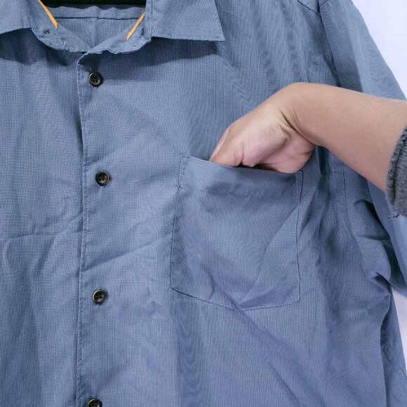 Quiksilver Waterman Collection XXL Blue Micro Check Mens Short Sleeve Shirt - Picture 7 of 16